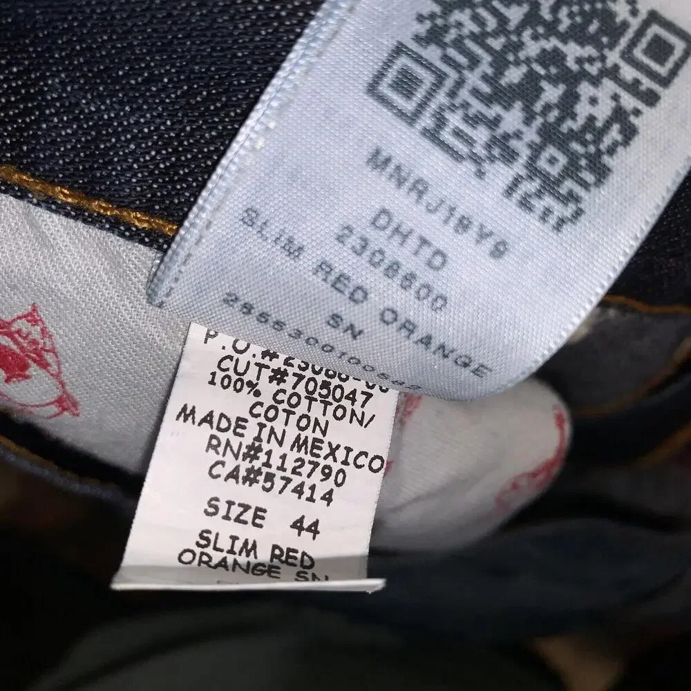 True Religion Jeans Mens 44x32 Blue Slim Straight Medium Wash‎ Stretch Denim